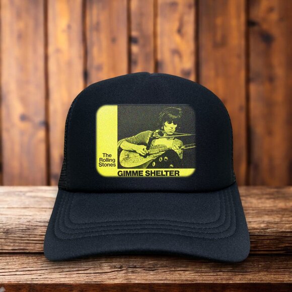 The Rolling Stones Mens Trucker Hat Black Snapback Gimme Shelter Baseball Cap - Picture 1 of 4